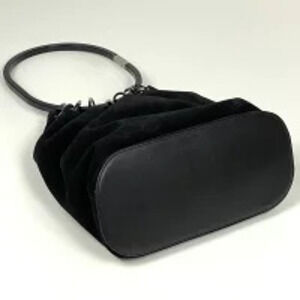 Gucci black handle suede handbag